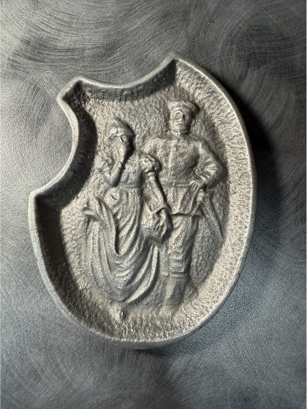Cast Metal Gentleman Woman Naughty Reversible Trinket Coin Tray Paperweight 5x4"